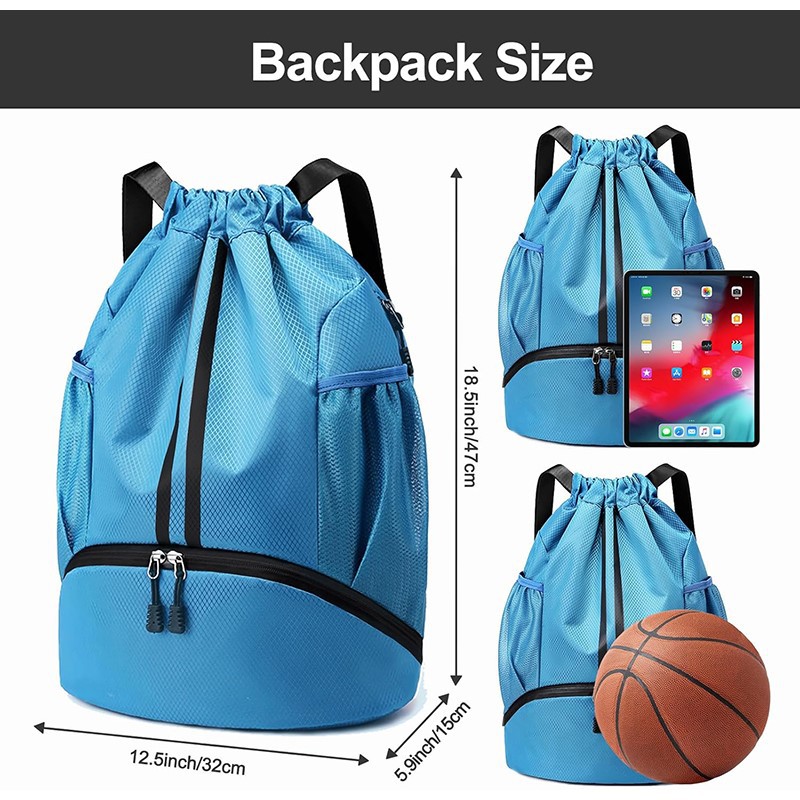 Sports Drawstring Swim Gym Bag with Shoes size Sports Drawstring Swim Gym Bag with Shoes size