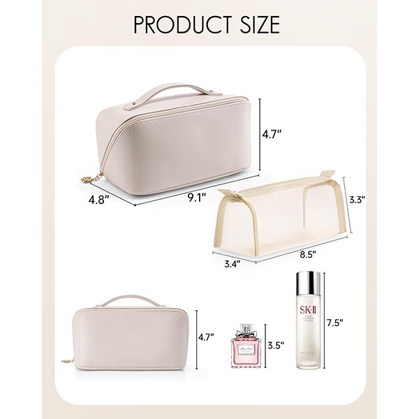 Travel Leather Cosmetic Bag